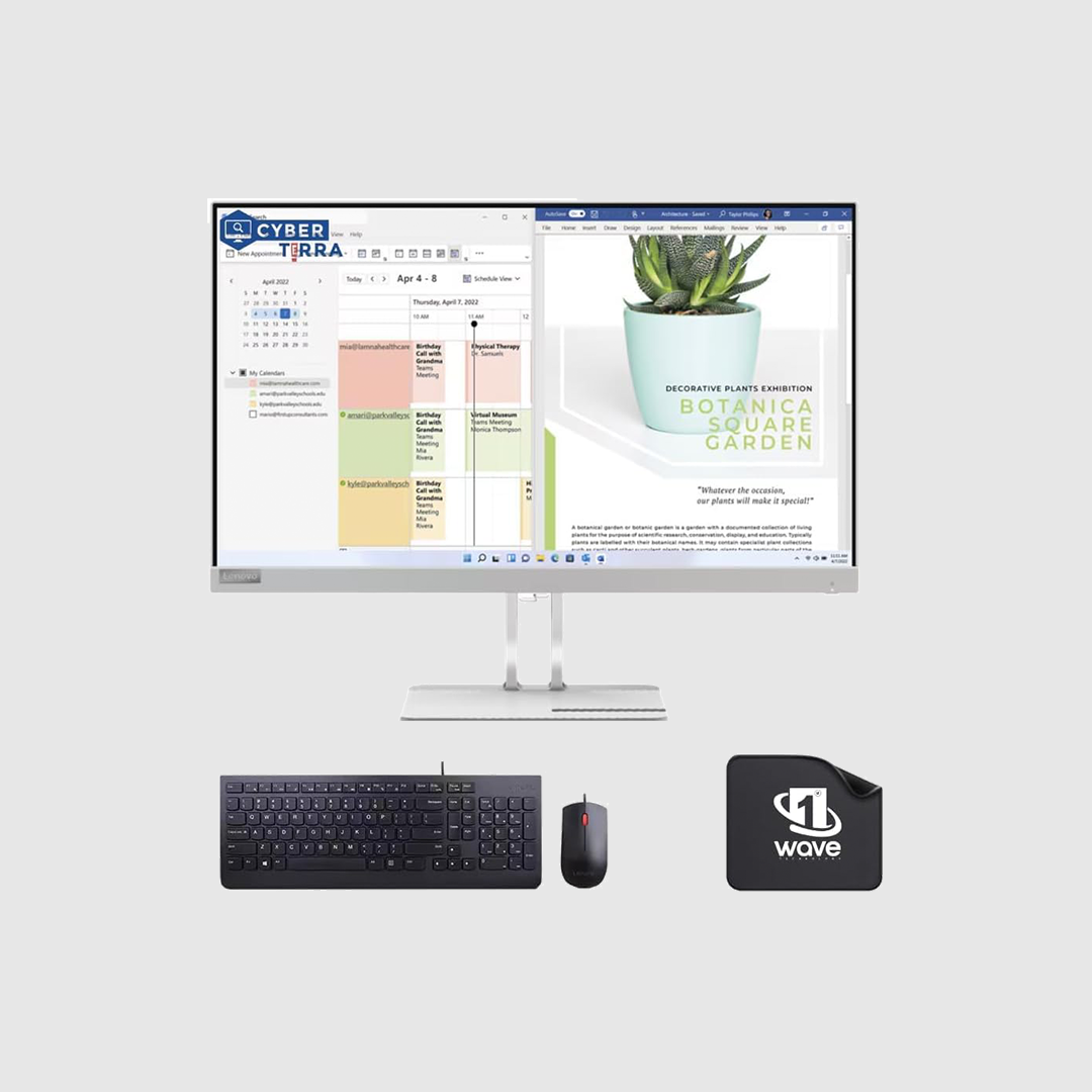 Lenovo 23.8" Full HD Monitor (L24E-40) FREE Wired Keyboard + Mouse + Mousepad | Anti-glare, Slim Design, 3-Year Warranty,VGA Input