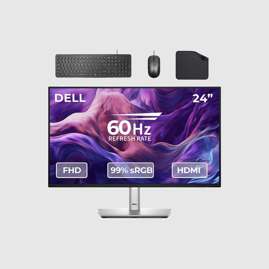 Dell P2422H 24" Full HD (1980 x 1080) Monitor - FREE Wired Keyboard + Mouse + Mouse Pad – 60Hz, ComfortView Plus, Adjustable Stand, HDMI/DisplayPort/VGA, Ultra-Thin Bezel Design