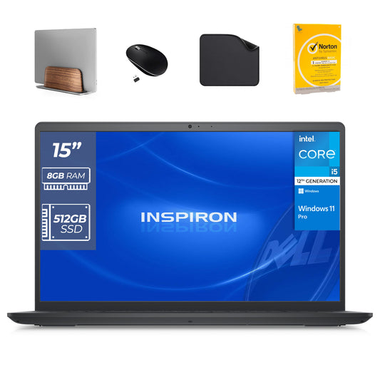 DELL Inspiron 3520 Business Laptop, 12th Gen Intel i5-1235U, Win 11 Pro (Free Bundle Laptop Stand + Wireless Mouse + Mouse pad + Antivirus)