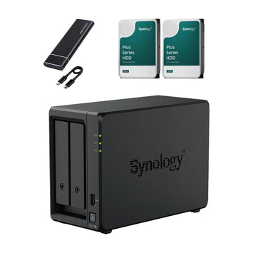 Synology DS725+ 2-Bay NAS High-Performance Network Attached Storage with 2.5GbE + 1GbE Networking, NVMe SSD Cache Support, Expandable RAID Backup & Cloud File Server – Includes 512GB External SSD