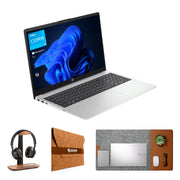 HP 250 G10 Laptop – Intel Core i3-1315U | 8GB RAM | 512GB SSD | 15.6" Full HD Display | Backlit Keyboard | Windows 11 Pro | Silver | With First Wave Workspace Bundle (Signature Mat + Headset Stand + SlimGuard) HP