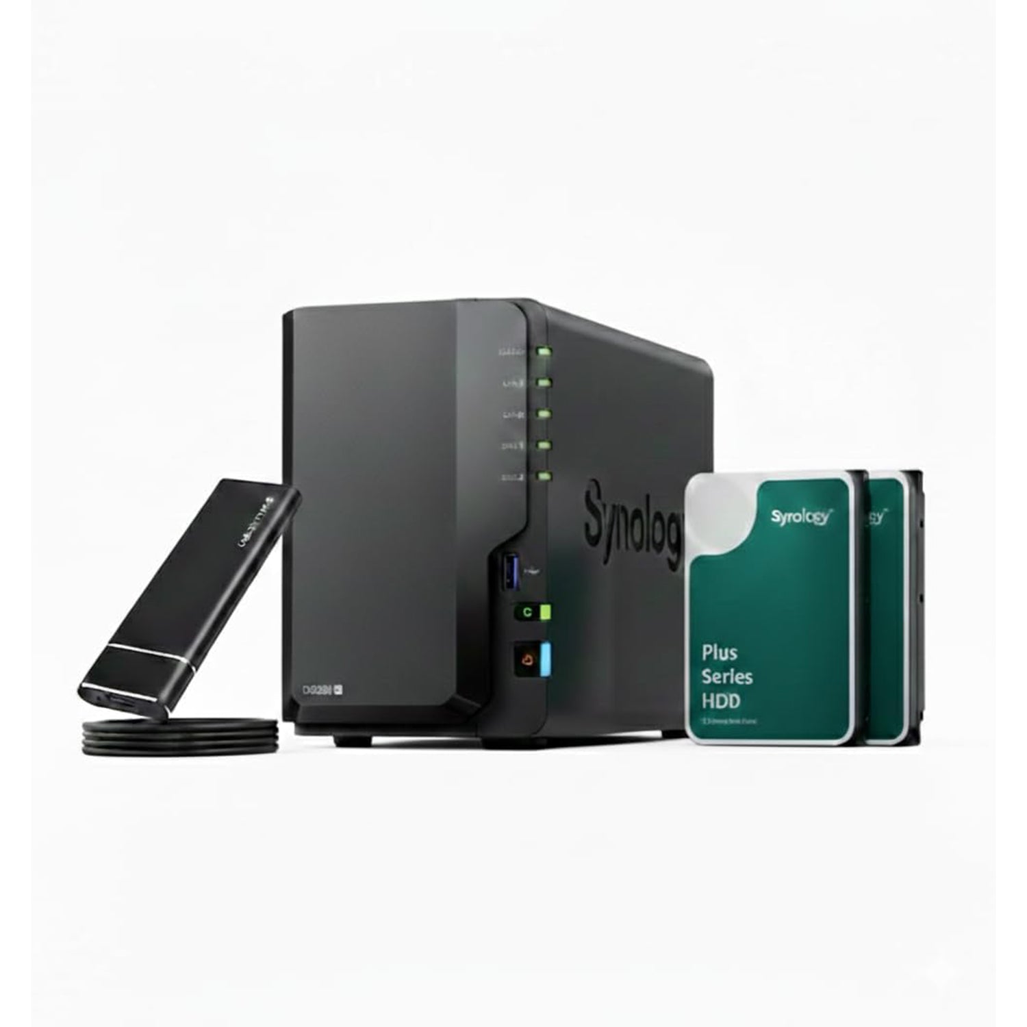 Synology DS225+ 2-Bay NAS High-Performance Network Attached Storage with RAID Backup Server, Cloud & File Storage for Home and Small Office – Includes 512GB External SSD