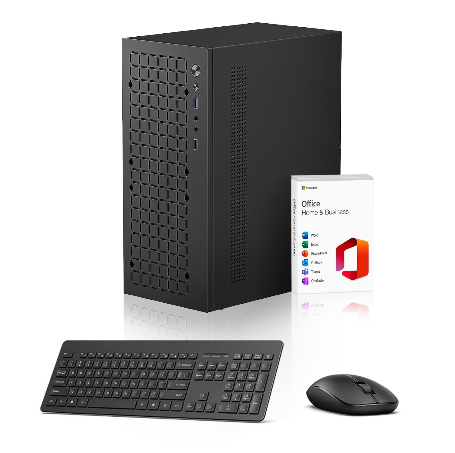 First Wave Workline Business Desktop PC – 13th Gen Intel i3-13100, DDR5 RAM, 1TB NVMe SSD, WiFi, Win 11 Pro, 3Y Warranty, Ideal for Office, Includes MS Office Home & Business, Keyboard & Mouse