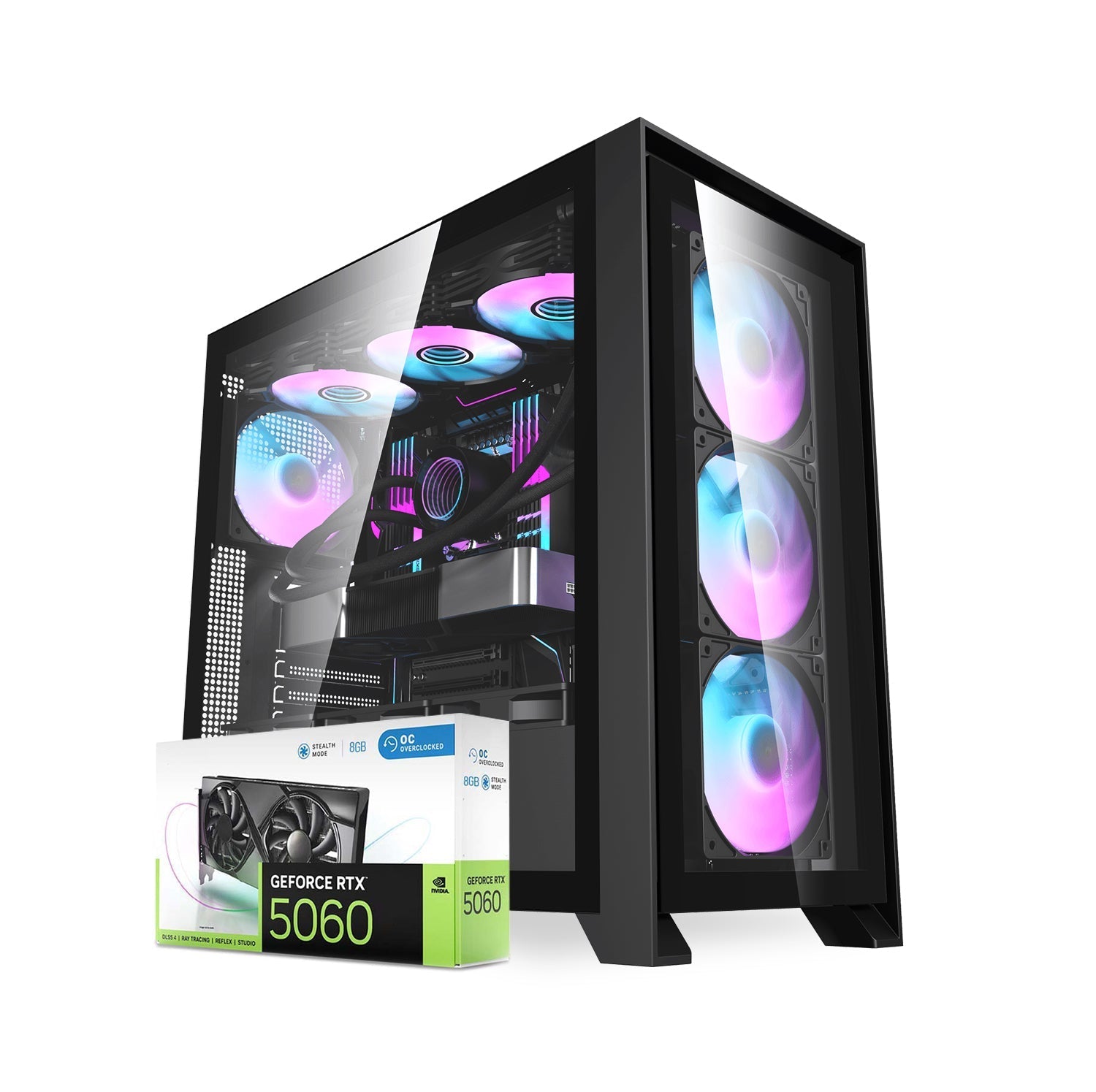 First Wave ShadowSurge Gaming PC – AMD Ryzen 5-7600, 8GB RTX 5060 Graphics, DDR5 RGB RAM, 1TB NVMe SSD, WiFi, ARGB Cooling, Windows 11 Pro, 2Y Warranty