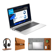 HP ProBook 450 G10 Business Laptop – Intel Core i7-1355U | 16GB RAM | 512GB SSD | 15.6" Full HD Display | Backlit Keyboard | Windows 11 | Silver | With First Wave Workspace Bundle (Signature Mat + Headset Stand + SlimGuard)