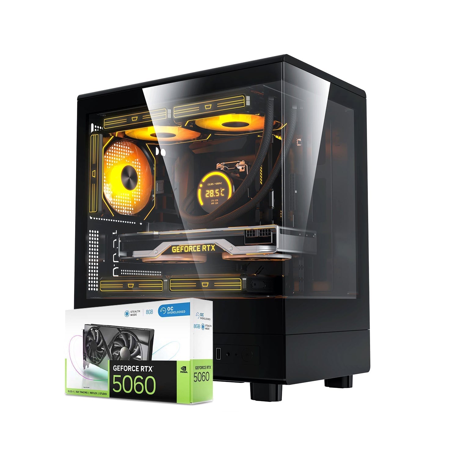 First Wave PolarStream Gaming PC – AMD Ryzen 5-7600, 8GB RTX 5060 Graphics, DDR5 RGB RAM, 2TB SSD (1TB NVMe + 1TB SATA), WiFi, ARGB Cooling, Windows 11 Pro, 2Y Warranty