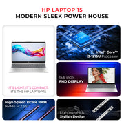 HP Laptop – 12th Gen Intel Core i3-1215U | 8GB RAM | 256GB SSD | 15.6" Full HD Display front view | Buy in UAE