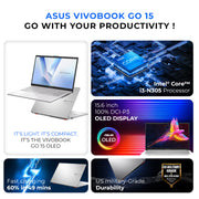ASUS Vivobook Go 15 Laptop – Intel Core i3-N305, 8GB RAM, 256GB SSD, 15.6" FHD Display front view | Buy in UAE