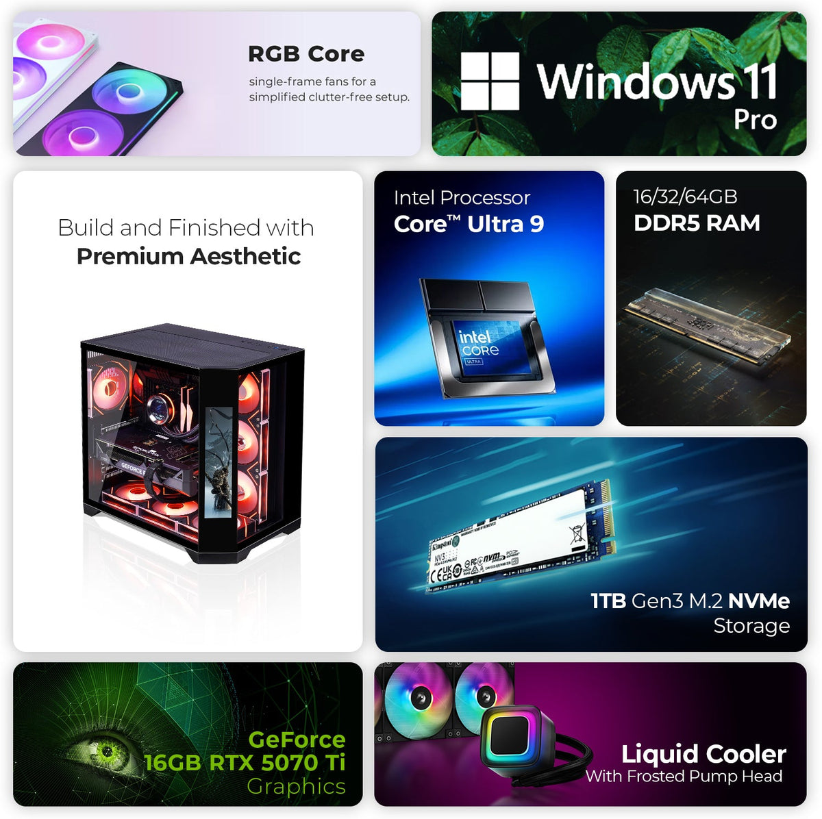 First Wave Eternal Gaming PC – Intel Core Ultra 9 285K | NVIDIA RTX 5070 Ti 12GB Graphics