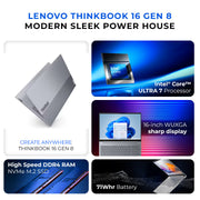 Lenovo ThinkBook 16 G8 Business Laptop – Intel Core 5 | 8GB RAM | 512GB SSD | 16" WUXGA Display front view | Buy in UAE
