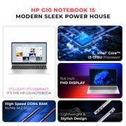 HP 250 G10 Laptop – Intel Core i3-1315U | 8GB RAM | 512GB SSD | 15.6" Full HD Display front view | Buy in UAE