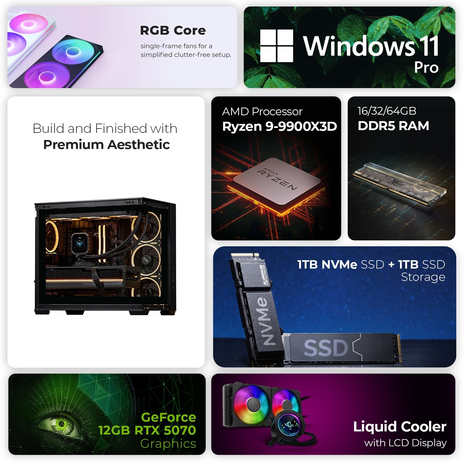 First Wave Overstrike Gaming PC – AMD Ryzen 9 9900X3D | NVIDIA RTX 5070 12GB Graphics