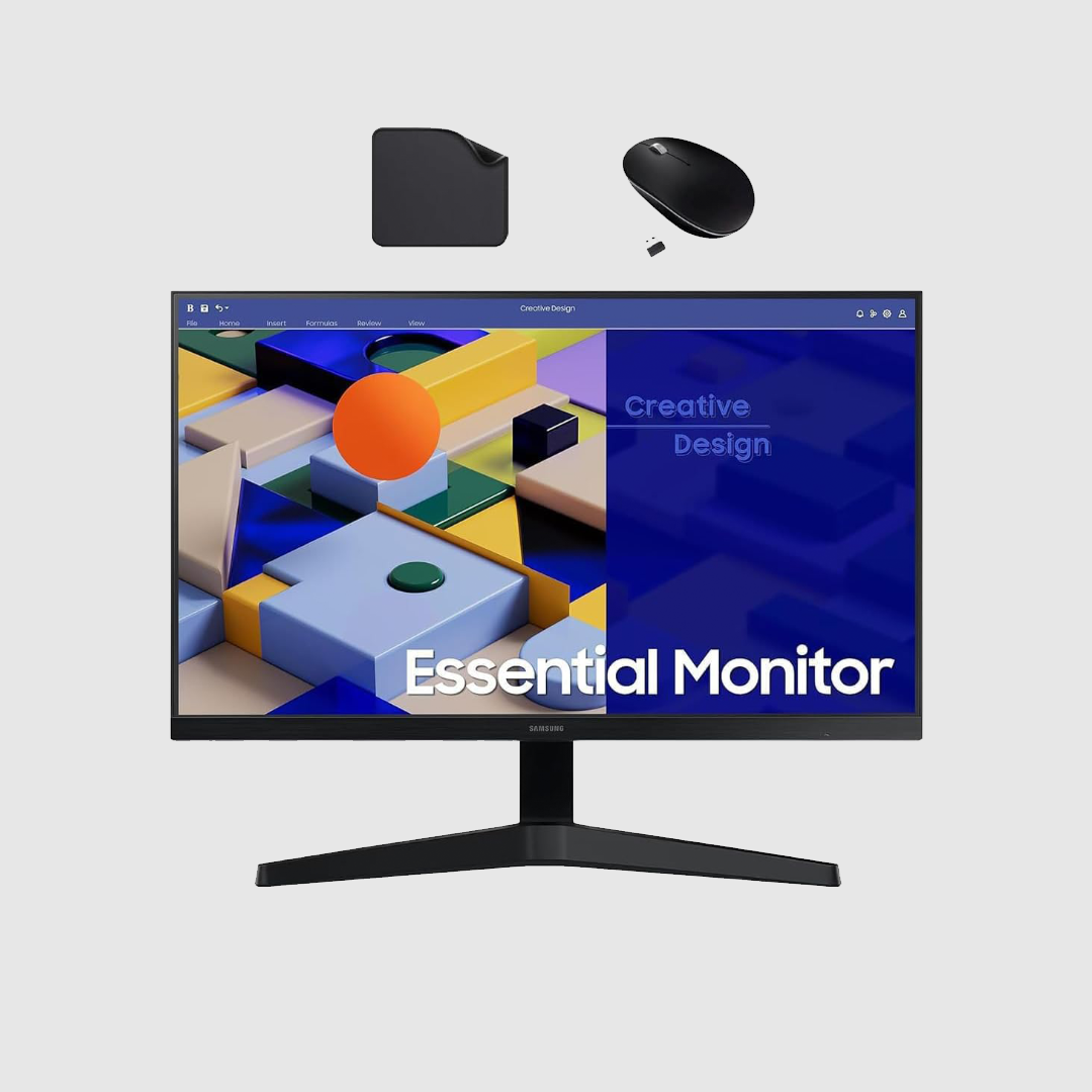 Samsung 24" FHD Monitor with 75Hz Refresh Rate, Borderless Design, IPS Display, AMD FreeSync, Eye Care (LS24C310EAMXUE) Include Wiress Mouse + Antivirus + Mouse Pad