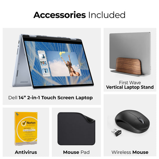 Dell Inspiron 14-7440 2-IN-1 Laptop, 14" FHD+ Touchscreen, Win 11 Pro, Backlit KB, , Intel Core Ultra 5-120U (Free Bundle Laptop Stand +Wireless Mouse+ Mouse pad + Antivirus)