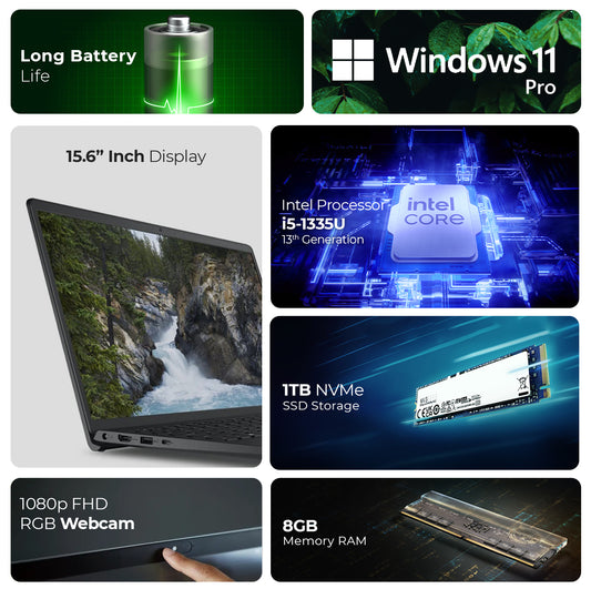 Dell VOSTRO 3530, 13th Gen Core i5-1335U, W11 Pro (Free Bundle 1st Wave Laptop Stand +Wireless Mouse+ Mouse pad + Antivirus)