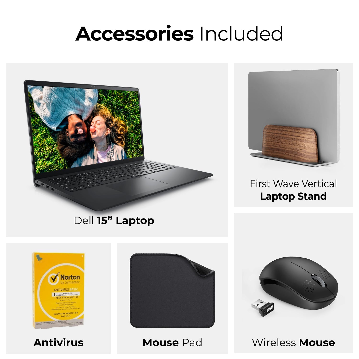 Dell Laptop Inspiron 3520, 12th Generation Intel i3-1215U, Win11 Pro, HD Webcam, 15.6 Display (Includes 1st Wave Laptop Stand + Wireless Mouse + Mouse pad + Antivirus) - 8GB RAM, 512GB SSD
