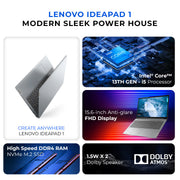 Lenovo IdeaPad 1 15IRU7 Laptop – Intel Core i5-1335U | 16GB RAM | 512GB SSD front view | Buy in UAE