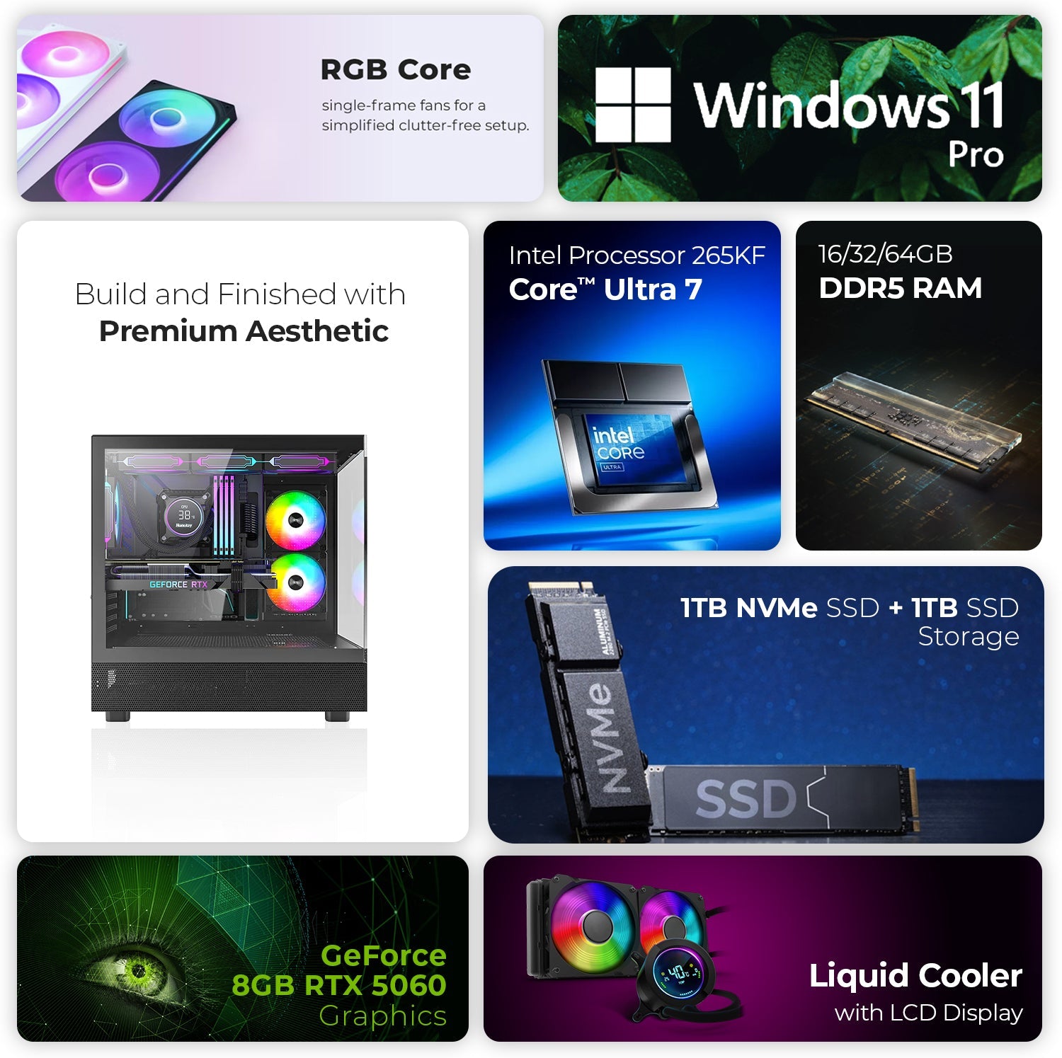 First Wave HoloStream Gaming PC – Intel Core Ultra 7 265KF | NVIDIA RTX 5060 8GB Graphics