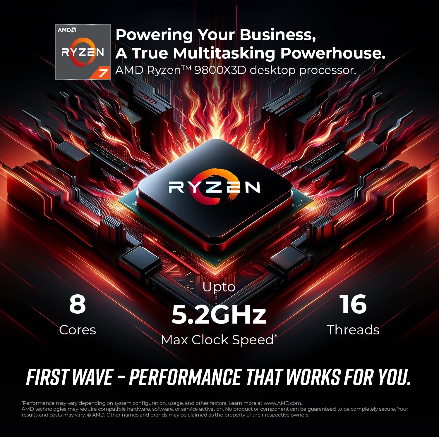 First Wave StormFangX Gaming PC – AMD Ryzen 7-9800X3D, RTX 5070 16GB Overclocked Graphics, DDR5 RGB RAM, 1TB NVMe SSD + 1TB SATA SSD, WiFi, ARGB Cooling, Windows 11 Pro, 2Y Warranty