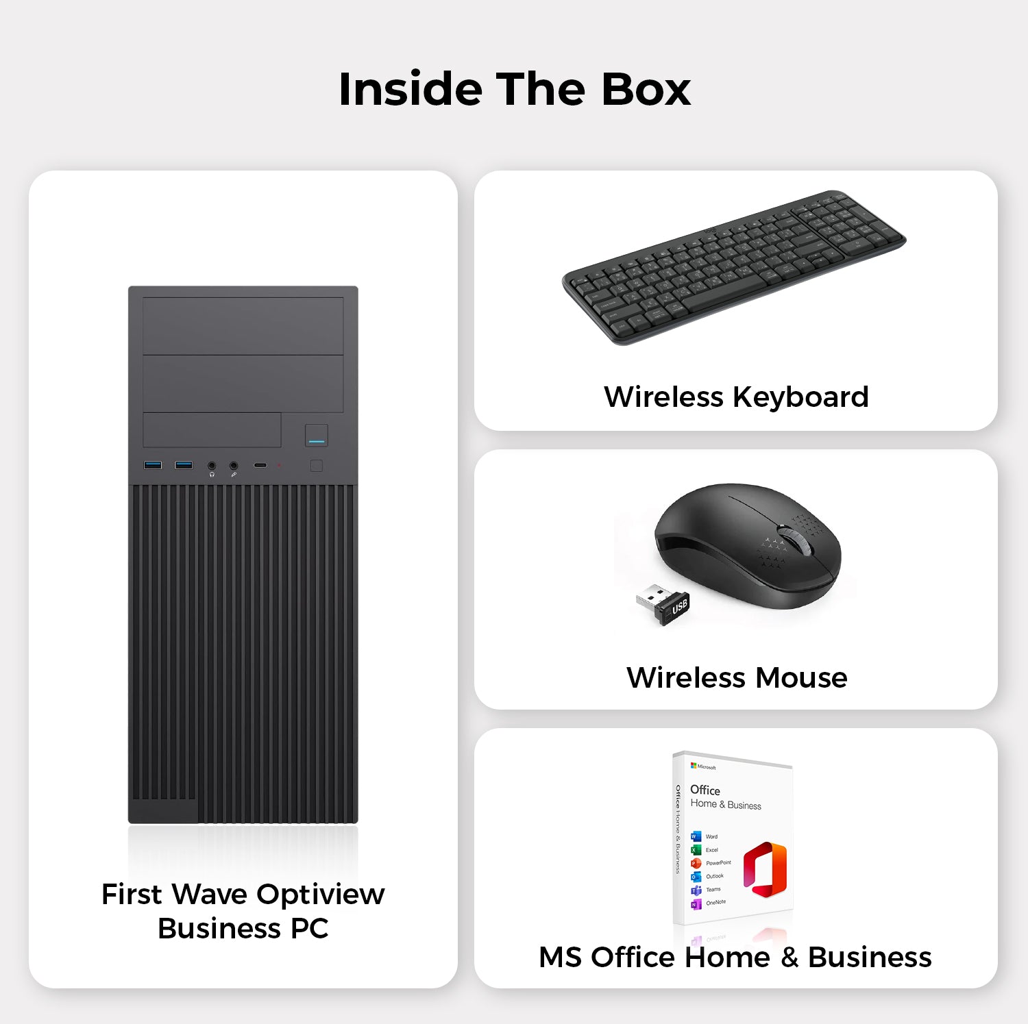 First Wave Optiview Business Desktop PC – Intel® Core™ i3-12100 Processor, DDR5 RAM, 512GB NVMe M.2 SSD, WiFi, ARGB Cooling, Windows 11 Pro, 2-Year Warranty, High-Performance Office Desktop