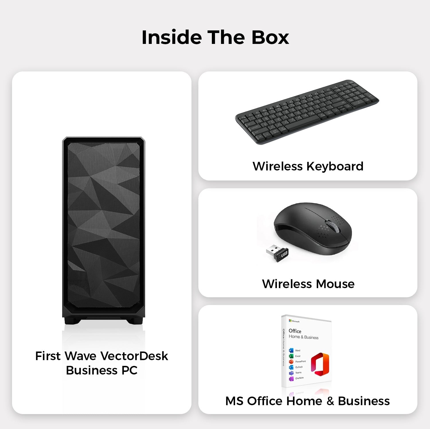 First Wave VectorDesk Business Desktop PC – Intel Ultra 9 285K | DDR5 RAM | 1TB NVMe + 1TB SATA SSD | WiFi | 750W Modular PSU | Win 11 Pro | Includes MS Office, Keyboard & Mouse, 3-Year Warranty