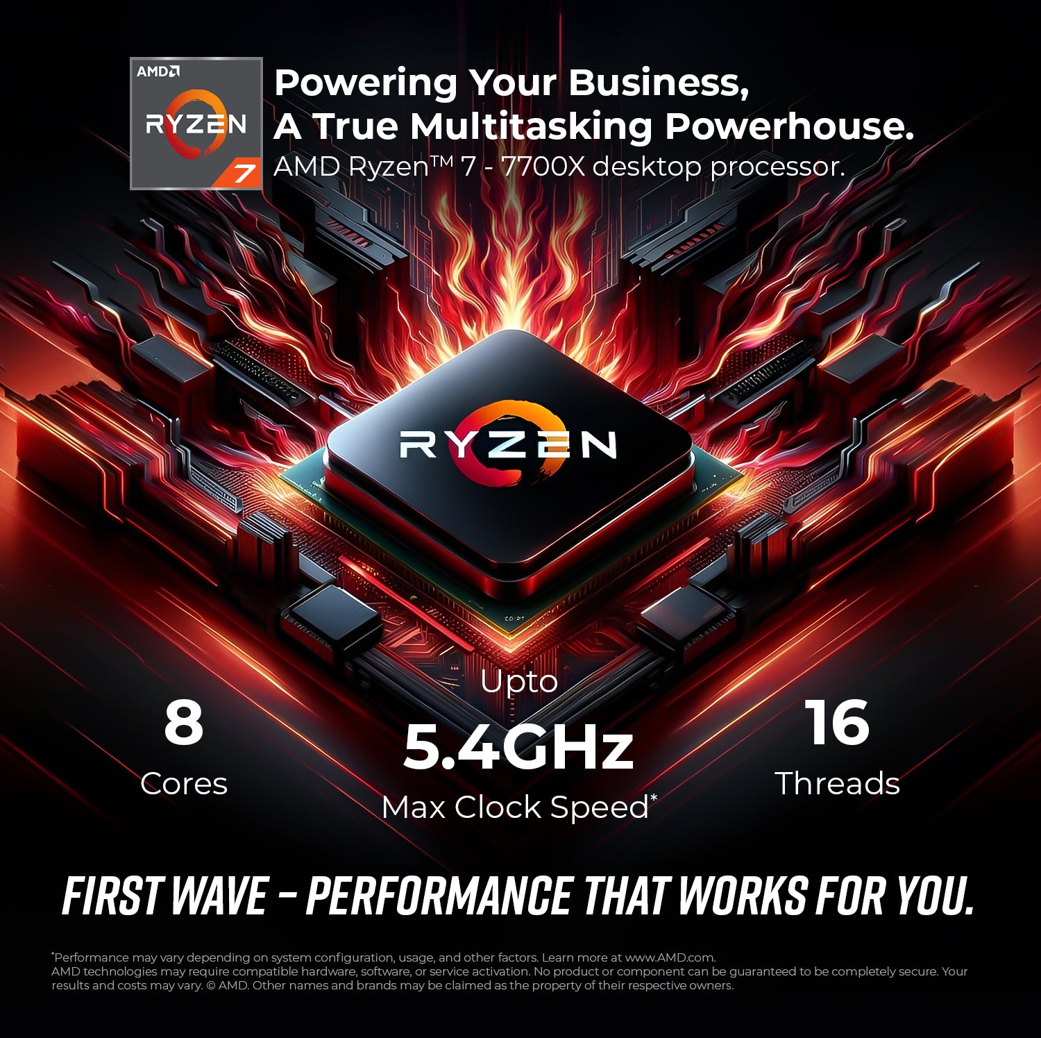 First Wave ViperX Gaming PC – AMD Ryzen 7-7700, 16GB RTX 5060 Ti Graphics, DDR5 RGB RAM, 2TB SSD (1TB NVMe + 1TB SATA), WiFi, ARGB Cooling, Windows 11 Pro, 2Y Warranty