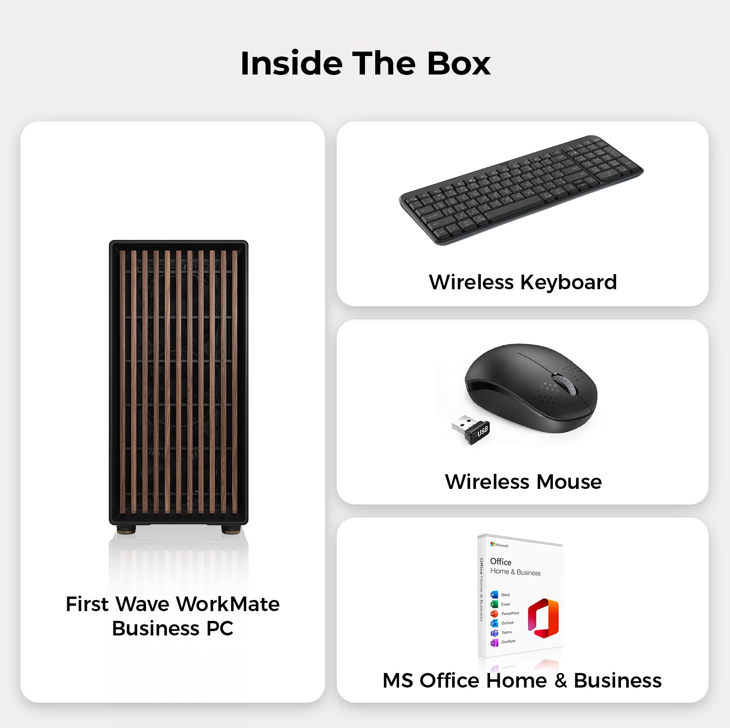 First Wave WorkMate Business Desktop PC – Ryzen 9 7900X | DDR5 RAM | 1TB NVMe SSD + 1TB SATA SSD | WiFi | 750W Modular PSU | Win 11 Pro | Includes MS Office, Keyboard & Mouse, 3-Year Warranty