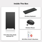 First Wave Exec Node Business Desktop PC – 14th Gen Intel i7 14700, RAM, 1TB NVMe SSD + 1TB SATA SSD, Windows 11 Pro | 3-Year Warranty | Include MS Office, Keyboard & Mouse - Ideal for Office Use