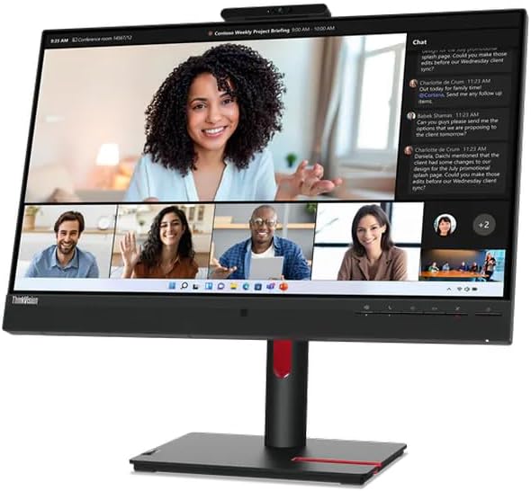 Lenovo 24" Conferencing Monitor ThinkVision FHD (T24MV-30) FREE Wired Keyboard + Mouse + Mousepad | USB Type-C, Anti-glare, HDMI Input, Low Blue Light, Smart Sensor