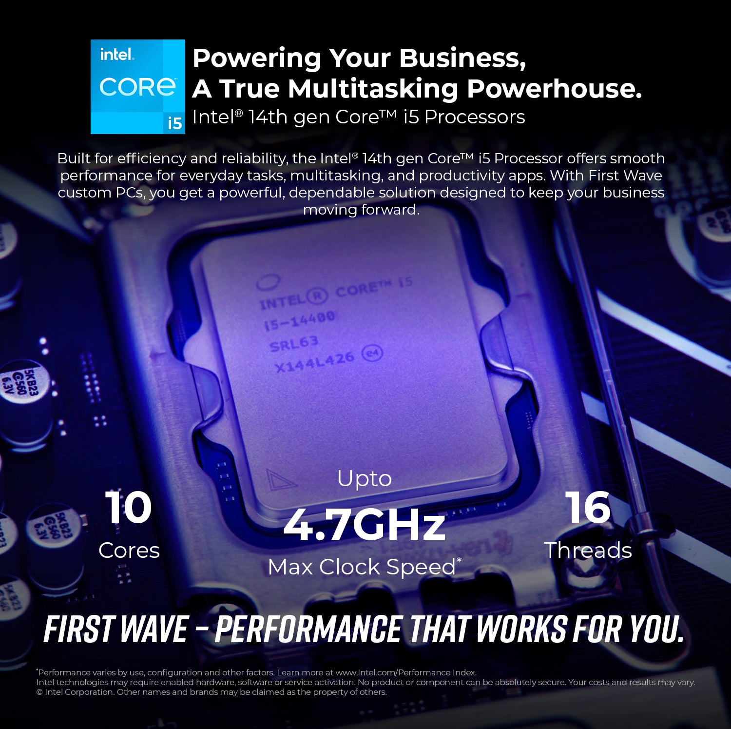 First Wave DeskPro Business Desktop PC – 14th Gen Intel i5-14400 | DDR5 RAM | 1TB NVMe SSD + 1TB SATA SSD | WiFi | Windows 11 Pro | 3–Year Warranty | Include MS Office, Keyboard & Mouse