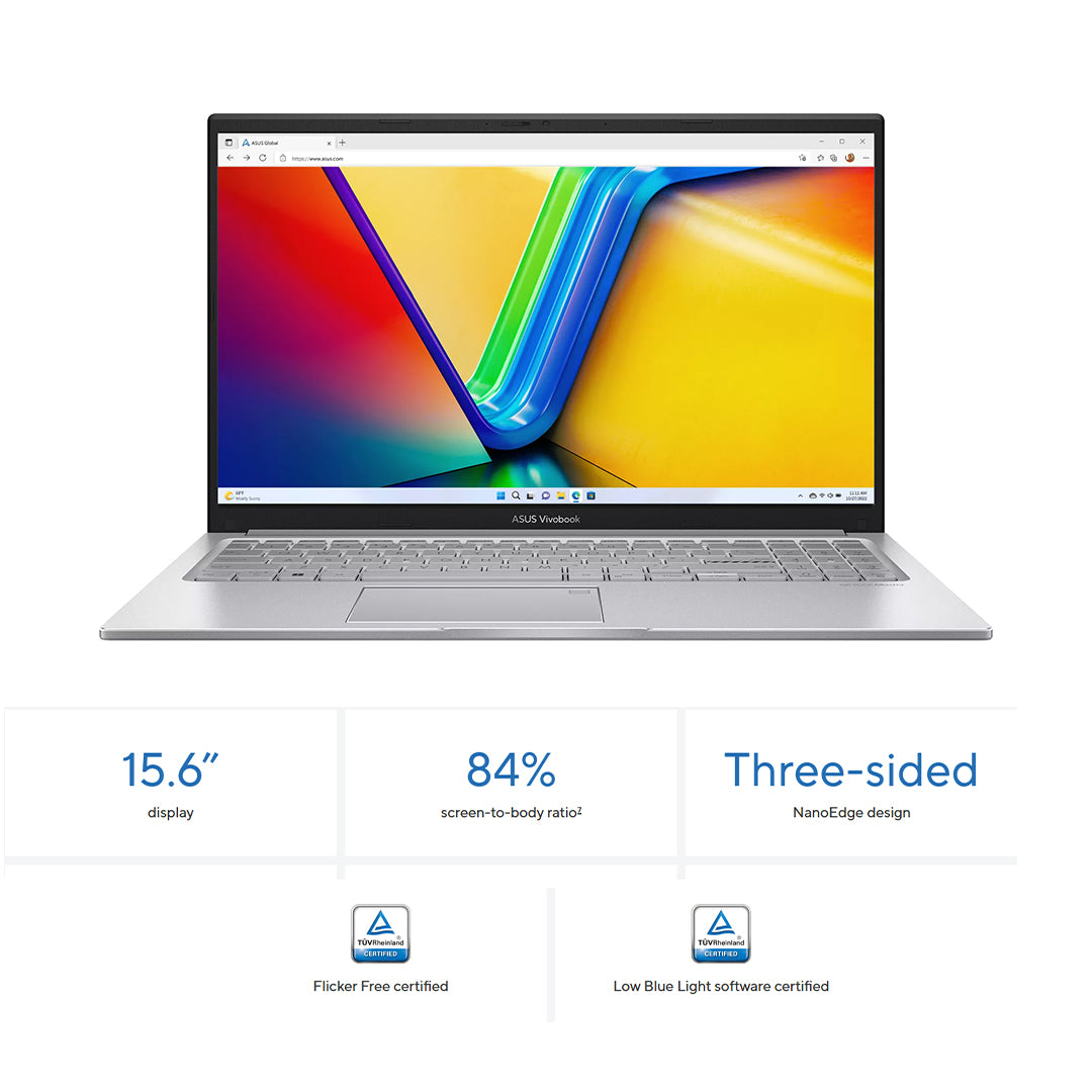 Asus Vivobook 15 A1504VA-BQ541 -Intel Core™ 5, 8GB DDR5 512GB SSD 15.6" FHD Backlit Keyboard, Cool Silver ASUS