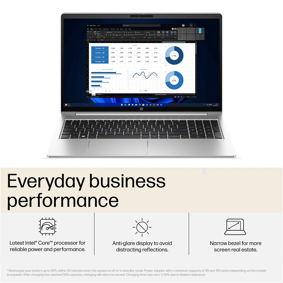 HP ProBook 450 G10 Business Laptop – Intel Core i7-1355U | 16GB RAM | 512GB SSD | 15.6" Full HD Display | Backlit Keyboard | Windows 11 | Silver | With First Wave Workspace Bundle (Signature Mat + Headset Stand + SlimGuard)