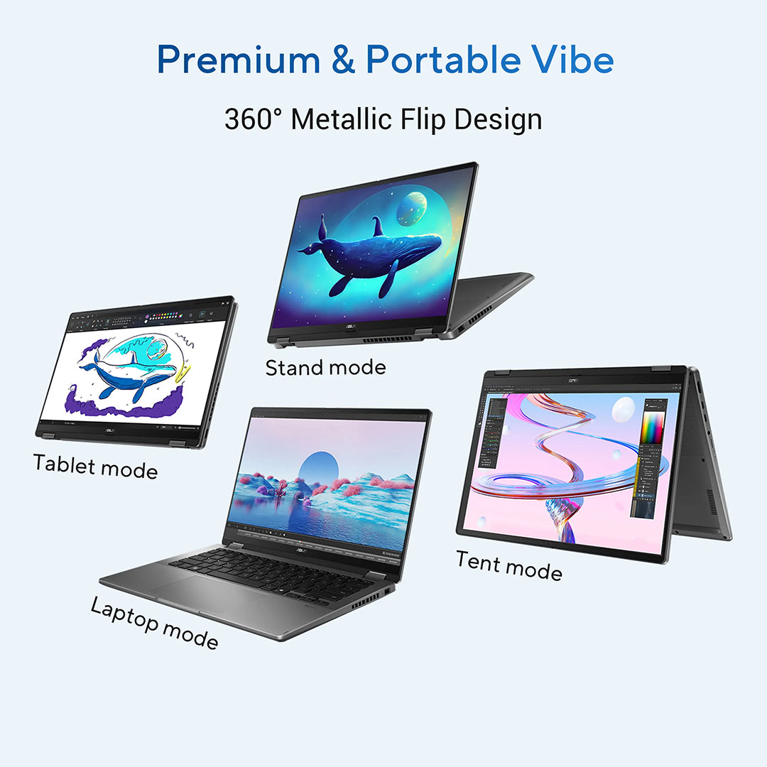 Asus Vivobook Flip TP3407SA‑DS74T-Ultra 7 256V 16GB LPDDR5X 1TB SSD 14" OLED Touch Screen x360 Matte Grey ASUS