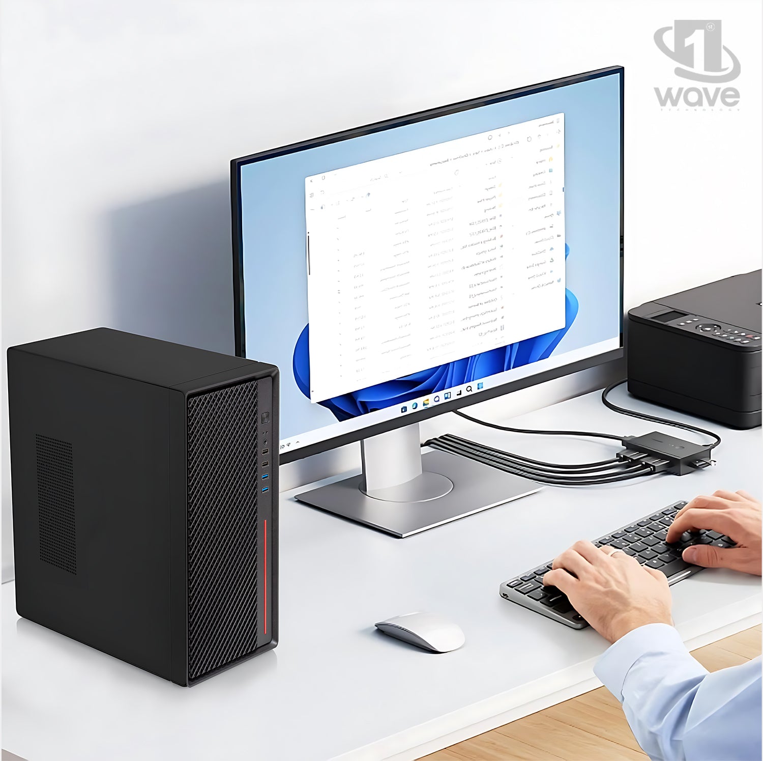 First Wave Corevia Business Desktop PC – AMD Ryzen 5 3400G, DDR4 RAM, 1TB PCIe NVMe SSD, WiFi, Windows 11 Pro, 3-Year Warranty, Includes MS Office Home & Business, Keyboard & Mouse Included