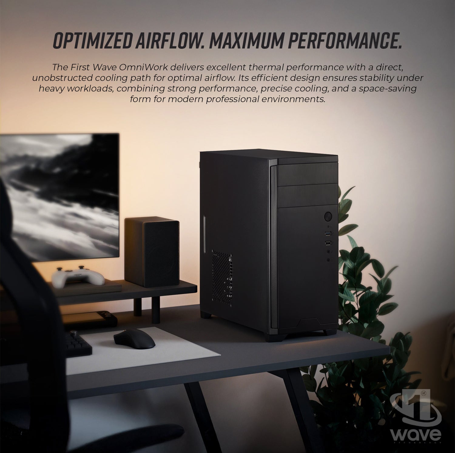 First Wave OmniWork Business Desktop PC – AMD Ryzen 7 7700 | DDR5 RAM | 1TB NVMe SSD + 1TB SATA SSD | Windows 11 Pro | 3-Year Warranty | Includes MS Office, Keyboard & Mouse - Ideal for Work