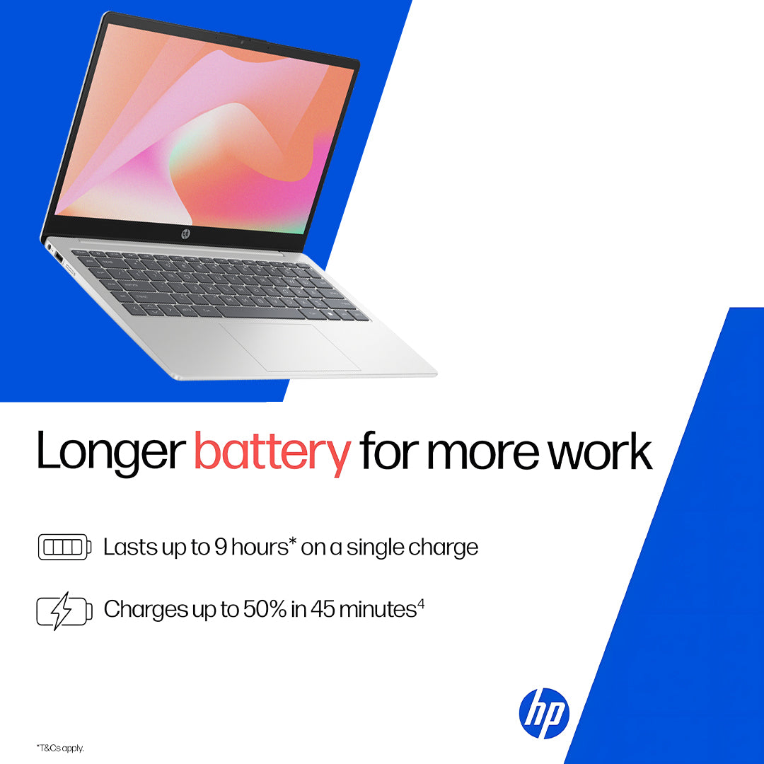 HP 14 Laptop – 13th Gen Intel Core i5-1334U | 8GB RAM | 512GB SSD | 14" Full HD Display | Backlit Keyboard | Windows 11 Pro | Silver | Free First Wave Workspace Bundle (Signature Mat + Headset Stand + SlimGuard)