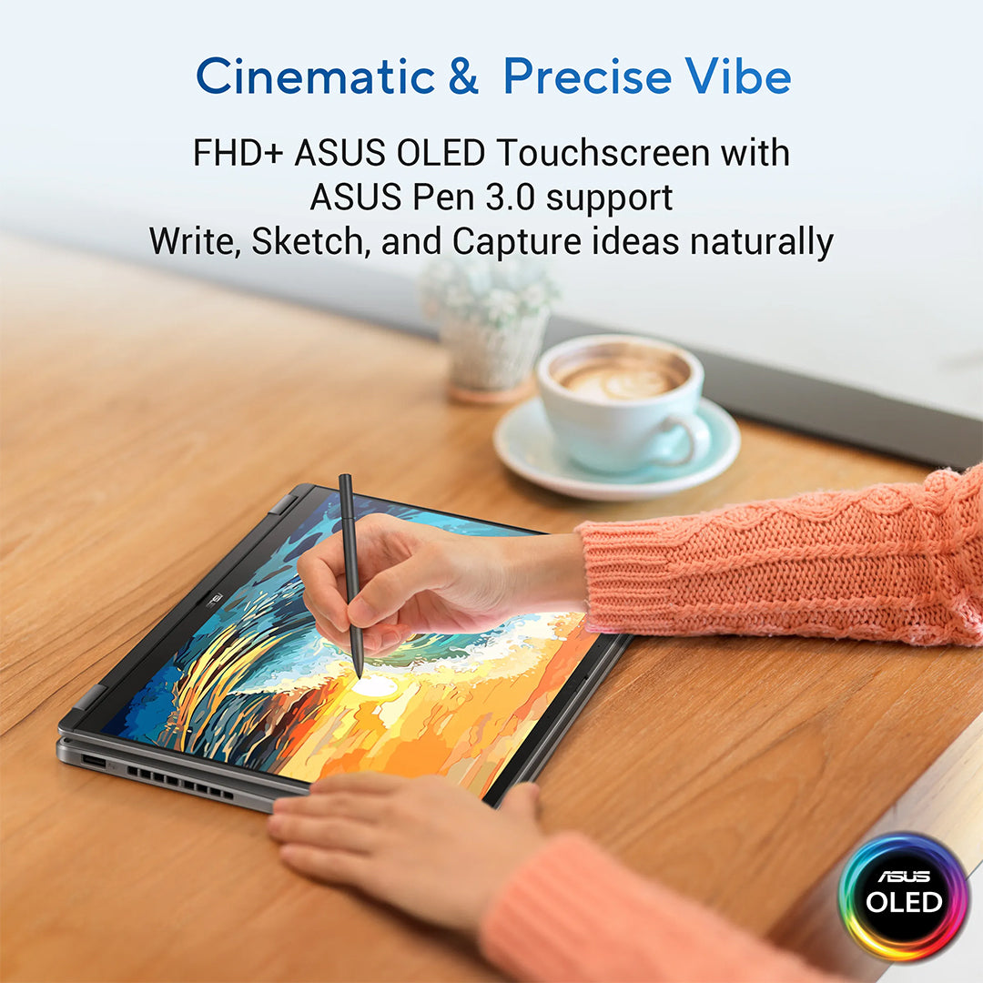 Asus Vivobook Flip TP3407SA‑DS74T-Ultra 7 256V 16GB LPDDR5X 1TB SSD 14" OLED Touch Screen x360 Matte Grey ASUS