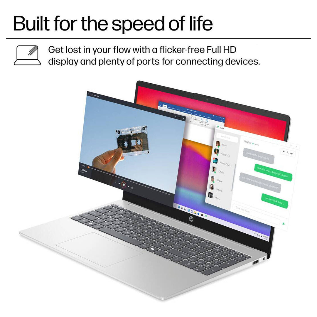 HP Laptop – Intel Core i7-1355U | 16GB RAM | 512GB SSD | 15.6" FHD Touchscreen | Backlit Keyboard | Windows 11 Pro | Natural Silver | Free First Wave Workspace Bundle (Signature Mat + Headset Stand + SlimGuard) Model : 15FD-0127DX