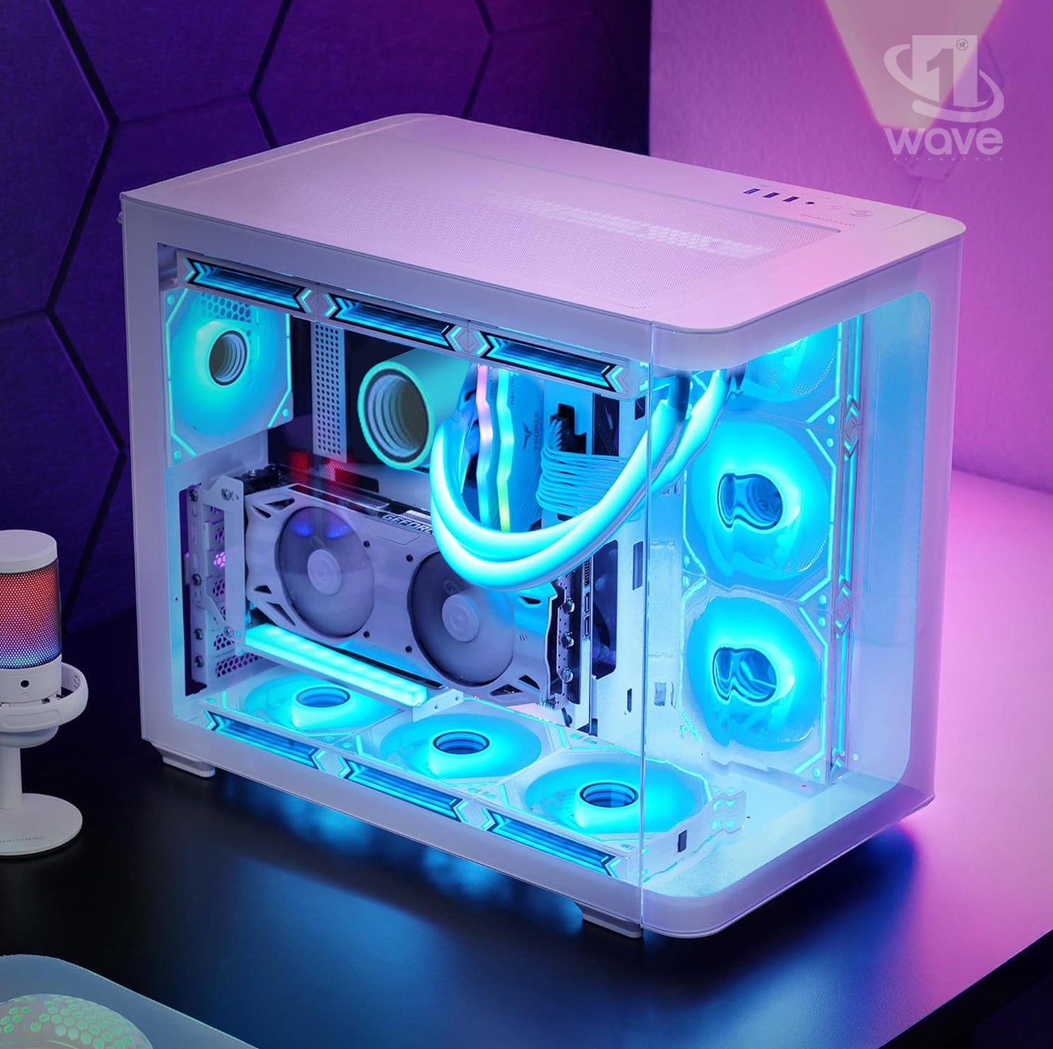 First Wave LumineX Gaming PC – Intel Core Ultra 7 - 265KF, 8GB RTX 5060 Graphics, DDR5 RGB RAM, 2TB SSD (1TB NVMe + 1TB SATA), WiFi, ARGB Cooling, Windows 11 Pro, 2Y Warranty