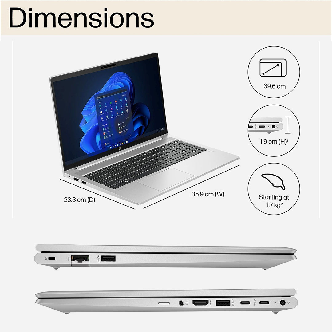 HP ProBook 450 G10 Business Laptop – Intel Core i7-1355U | 16GB RAM | 512GB SSD | 15.6" Full HD Display | Backlit Keyboard | Windows 11 | Silver | With First Wave Workspace Bundle (Signature Mat + Headset Stand + SlimGuard)