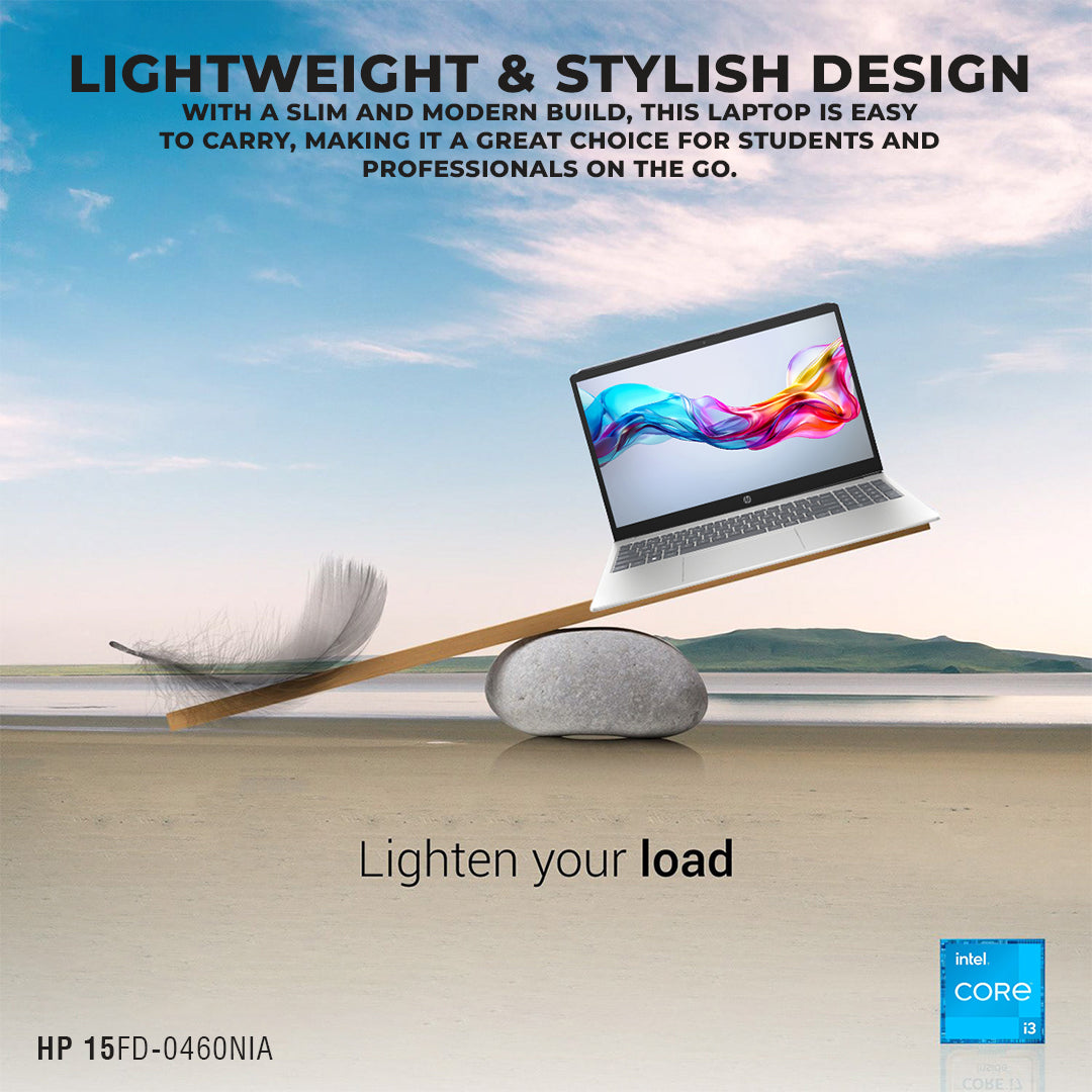 HP Laptop – 12th Gen Intel Core i3-1215U | 8GB RAM | 256GB SSD | 15.6" Full HD Display | Backlit Keyboard | Windows 11 Pro | Silver | Free First Wave Workspace Bundle (Signature Mat + Headset Stand + SlimGuard)