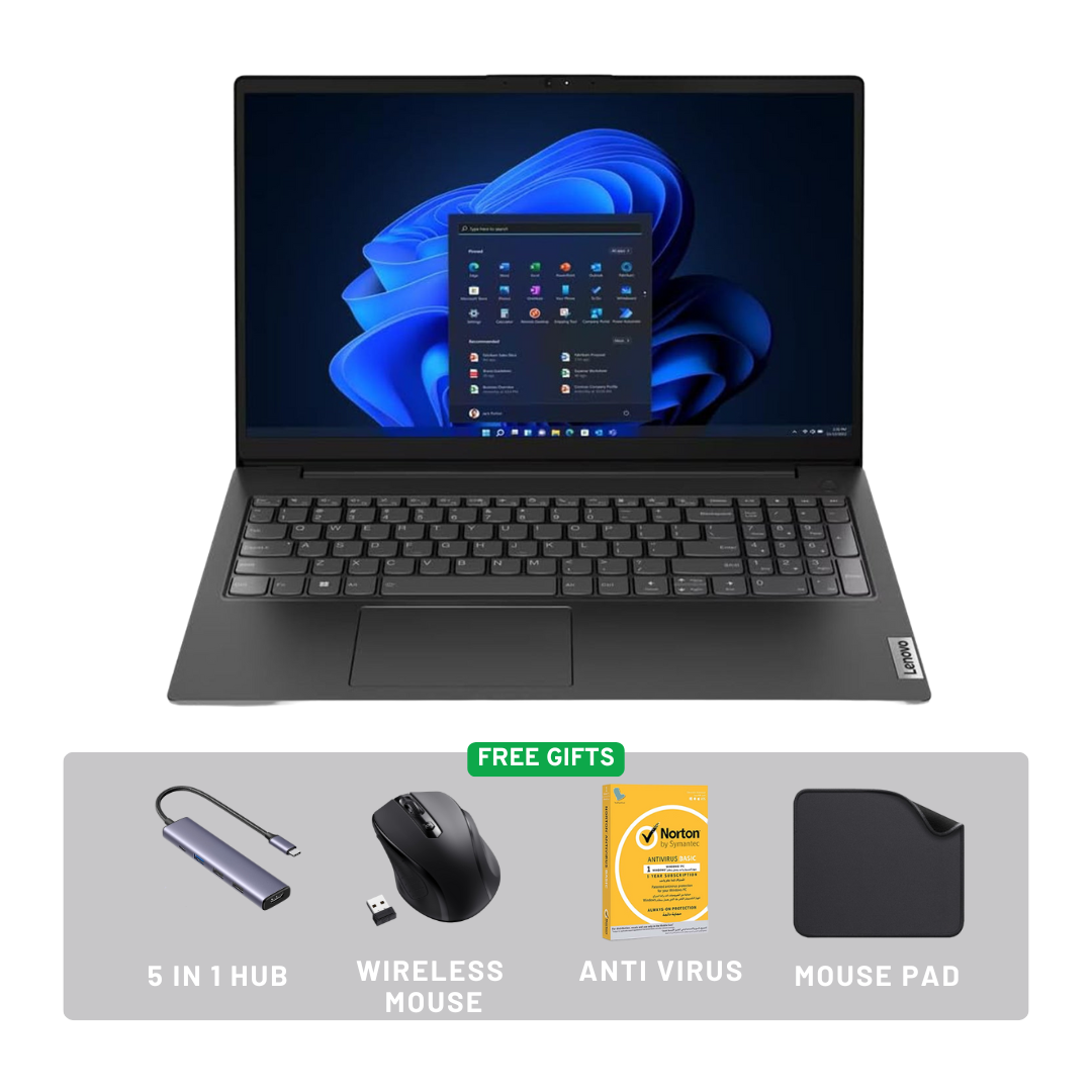 Lenovo V15 G4 – Intel Core i3, 15.6” FHD Business Laptop, Windows 11 + FREE 5-in-1 HUB, Wireless Mouse, Mouse Pad & Antivirus