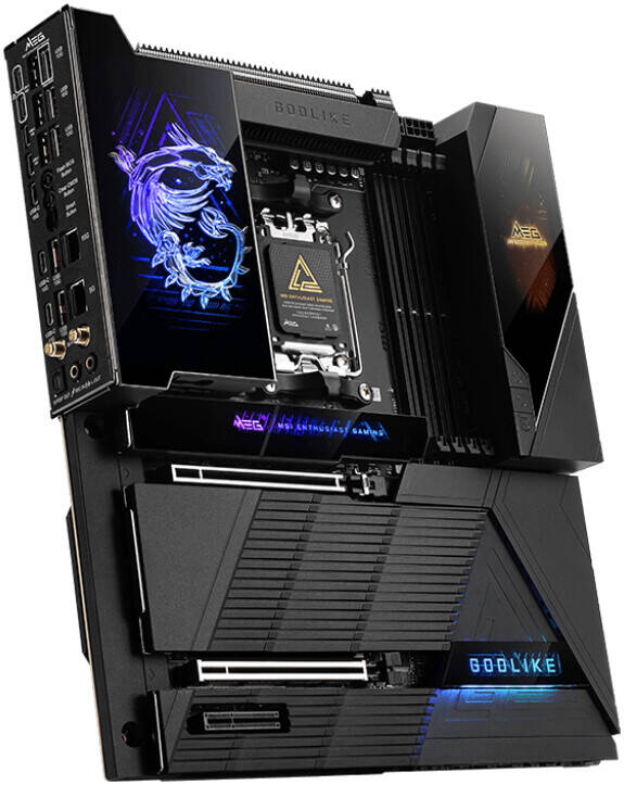 MSI MEG X870E GODLIKE Motherboard – E-ATX, AMD X870E Chipset, Supports Ryzen 9000/7000 Series, DDR5, PCIe 5.0, Wi-Fi 7, 10G LAN, USB 4.0, Dynamic OLED Dashboard, Frozr AI Cooling, Mystic Light RGB – Ultimate Gaming Motherboard