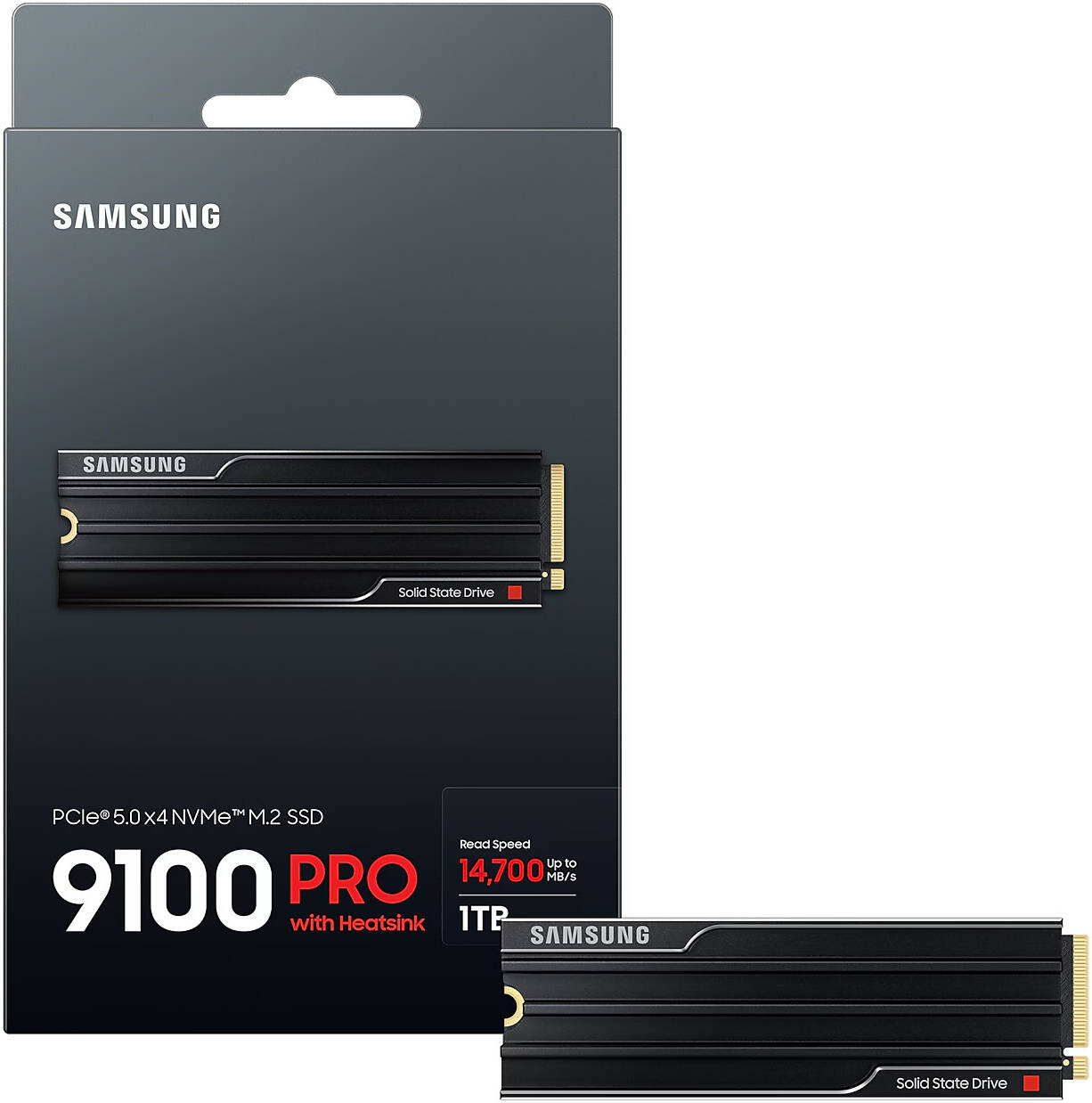 Samsung 9100 Pro 1TB M.2 2280 PCIe 5.0 x4 NVMe Solid State Drive with Heatsink – Up to 14,000MB/s Read Speed, V-NAND Technology, Integrated Heatsink, Energy Efficient, 5-Year Warranty – PS5 & PC Compatible High-Performance SSD
