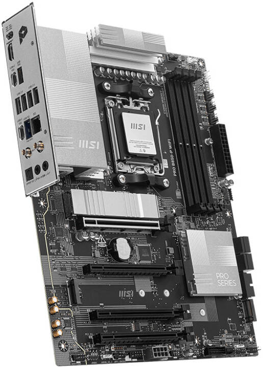 MSI PRO B850-P WIFI Motherboard – Intel B850 Chipset, Supports 14th/13th Gen Intel Core Processors, DDR5, PCIe 4.0, Wi-Fi 7, 2.5G LAN, USB 3.2 Gen 2, Lightning Gen 4 M.2, Extended Heatsink Design, EZ Debug LED, M.2 Shield Frozr