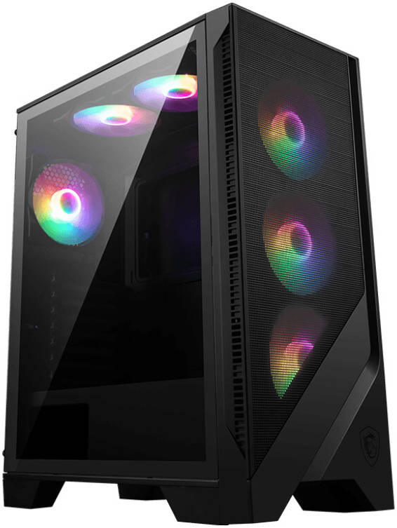MSI MAG FORGE 120A AIRFLOW Mid-Tower Gaming PC Case – High-Airflow Mesh Front, 4x ARGB Fans, Tempered Glass Side Panel, Mystic Light Sync, USB 3.2 Gen1 Front I/O, ATX/Micro-ATX/Mini-ITX Support, Superior Cooling Design