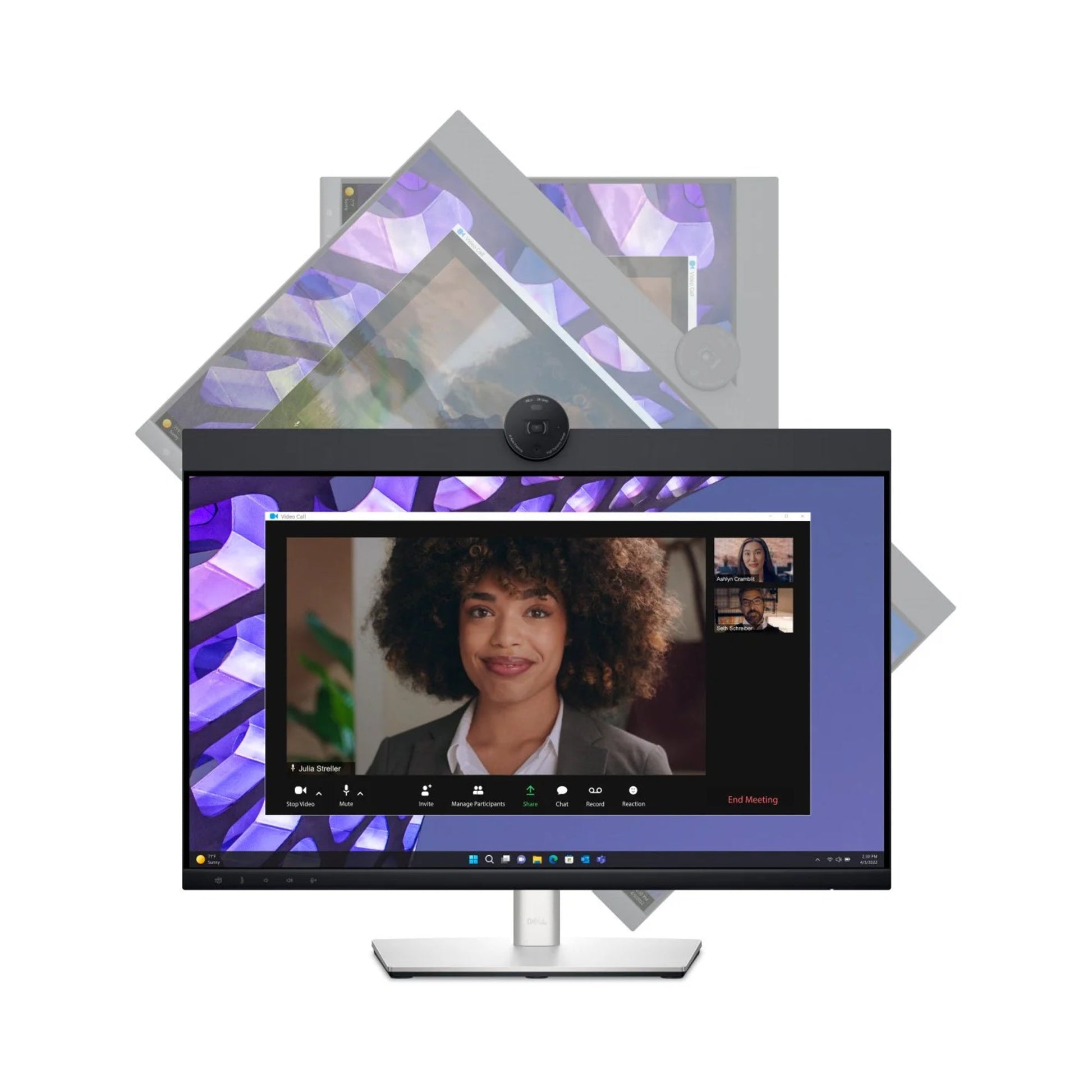 Dell P2424HEB Video Conferencing Monitor – 24" Full HD Display | Integrated Webcam side view | Cyberterra