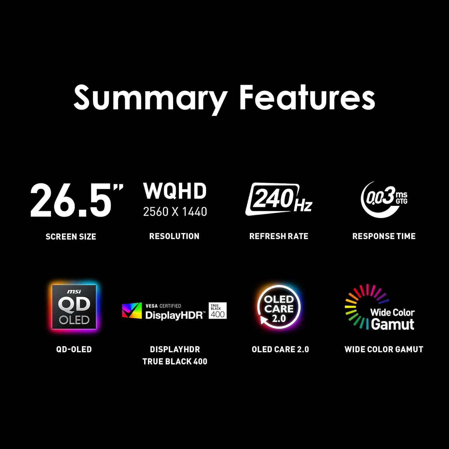 MSI MAG 273QP QD-OLED X24 Gaming Monitor – 27" WQHD (2560×1440) QD-OLED | 240Hz | 0.03ms | HDR | G-SYNC Compatible | Flat Display MSI