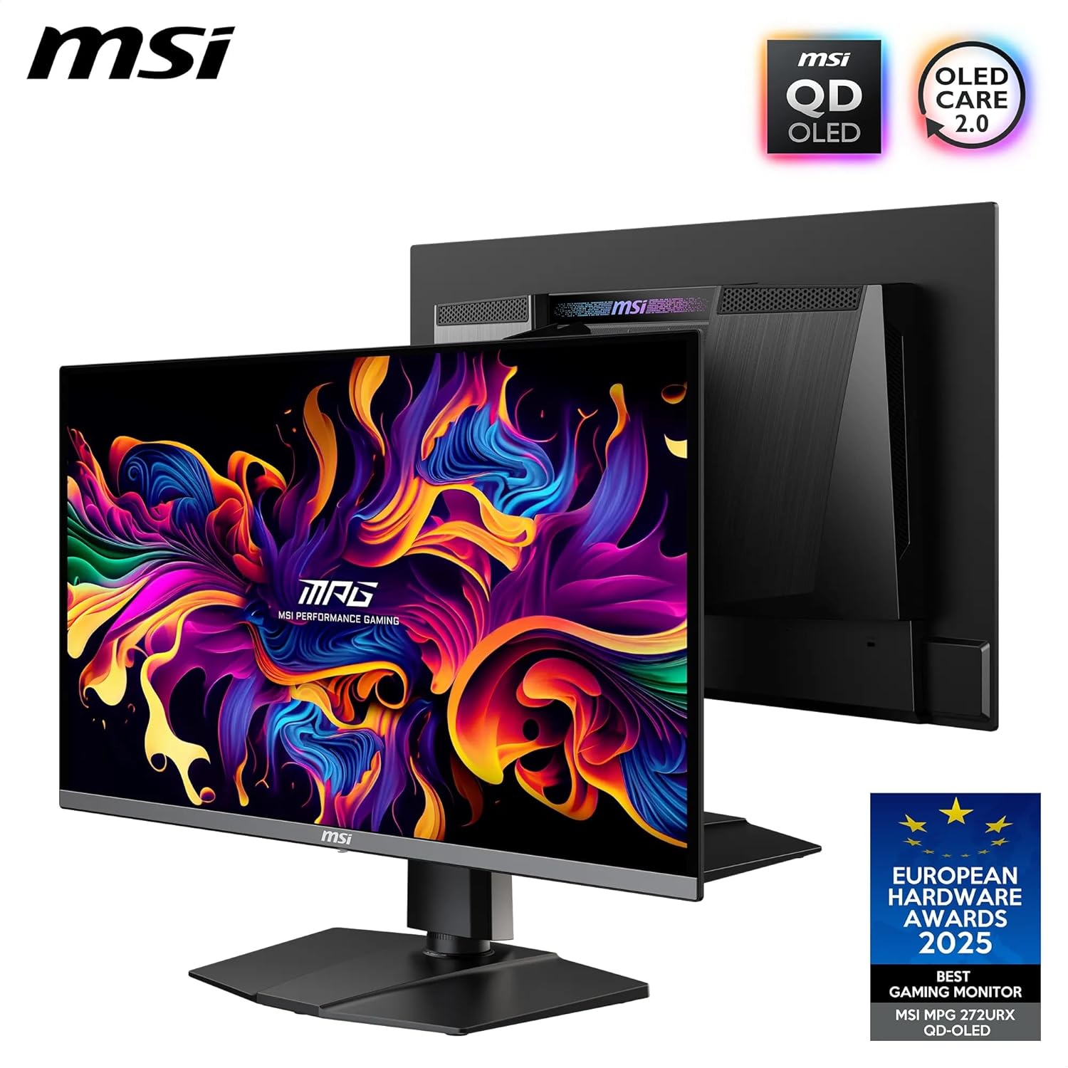 MSI MPG 272URX QD-OLED Gaming Monitor – 27" UHD (3840×2160) QD-OLED | 240Hz | 0.3ms | HDR | G-SYNC Compatible | Flat Display MSI