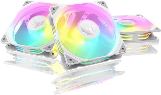 ASUS TUF Gaming TR120 ARGB Reverse Fan White – 120mm 3-in-1 Pack, Addressable RGB, High-Performance Cooling